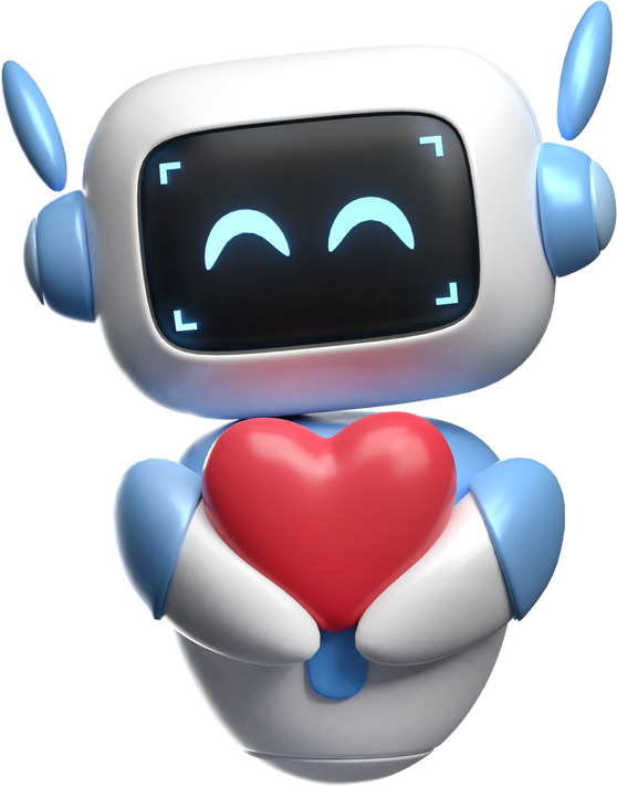 3D Robot Giving Heart Illustration